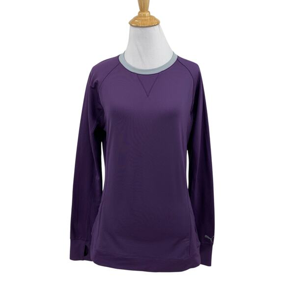 Puma Top Womens M Medium Purple Iron Tech Crew Performance Long Sleeve Pockets - Picture 1 of 14